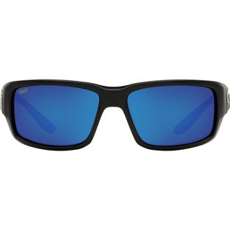 Costa Fantail 59mm Polarized Mirror Rectangular Sunglasses in Matte Black/blue Mirror at Nordstrom