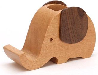 OEM Portal&aacute;pices, Madera, Elefantes De Madera Con Soporte Para Tel&eacute;fono M&oacute;vil, Bandeja Para Bol&iacute;grafos, Hogares Y Oficinas, 135.68.3cm, Marr&oacute;n