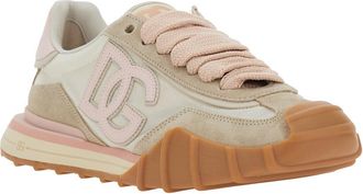Dolce & Gabbana Womens Low Top Sneaker Pink Suede Polyamide Trainers