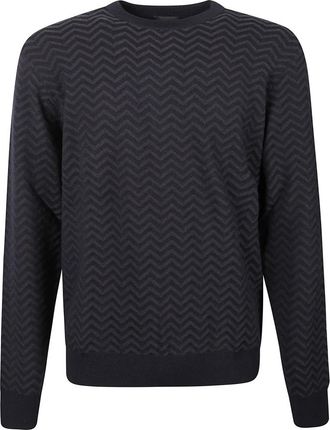 Giorgio Armani Trui met ronde hals van scheerwol Chevron Vanis - Heren - Ronde hals truien - Veelkleurig - L - Wol - Truien & Vesten