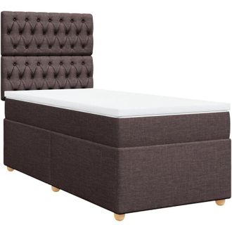 vidaXL Vidaxl - Cama Box Spring Con Colch&oacute;n Tela Marr&oacute;n Oscuro 90x200 Cm