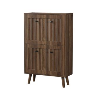 Urban Meuble Zapatero efecto nogal estilo vintage con 2 puertas, 60 cm