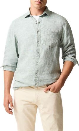 Rodd & Gunn Coromandel Button-Up Linen Shirt in Moss at Nordstrom, Size Xxx-Large