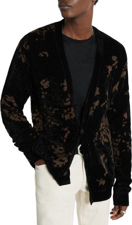 John Varvatos Raven Metallic Cardigan in Black at Nordstrom, Size Xx-Large