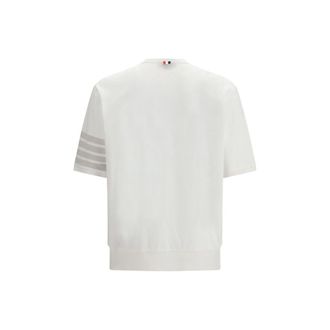 Thom Browne 4-Bar Striped Cotton T-Shirt - White