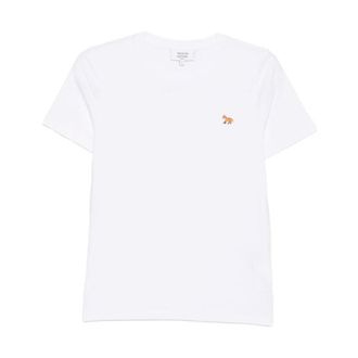 Maison Kitsun&eacute; T-Shirts, female, White, Size: M Short Sleeve Crew Neck T-Shirt