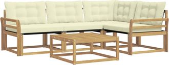 vidaXL Conjunto De Sof&aacute;s De Exterior 5 Uds. Blanco Y Crema Vidaxl
