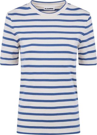 Jil Sander T-shirt met ronde hals- korte mouwen en strepen - Dames - T-shirts - Veelkleurig - XS - Katoen - Tops