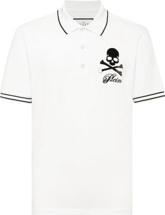 Philipp Plein Polo Shirt Ss Skull - Heren - Polos - Wit - XL - Katoen - Tops