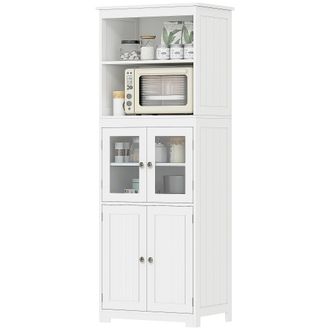 HOMCOM Mobile Da Cucina Con 2 Ripiani Aperti E 2 Armadietti In Mdf Bianco - Homcom