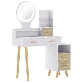 HOMCOM Tocador de maquillaje 100x44x137 cm blanco