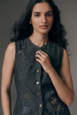 Ranna Gill Embroidered Cotton Vest Top