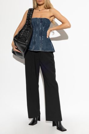 A Gold E Strapless Denim Top, Womens, Blue