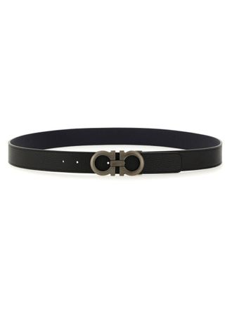 Ferragamo Black Gancini Cut To Size Reversible Belt