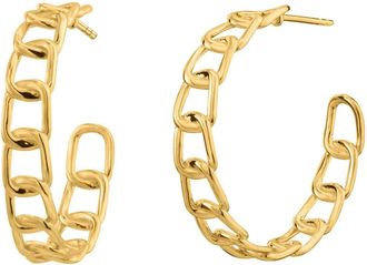 Gold & Honey Womens Chunky Oval Link Hoop Earrings In Gold