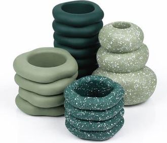 Jonathan Y Designs Hollis Modern Minimalist Handmade Concrete Stacked Ring Planter Set with Drainage Holes in Teal at Nordstrom