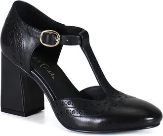 Diba JUKE BOX Leather T Strap Mary Jane Heel in Black at Nordstrom, Size 8.5