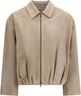Salvatore Santoro Suede Bomber Jacket - Dames - Zomerjassen - Beige - L - Su&egrave;de - Jassen