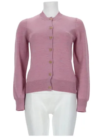 A.P.C. Fitted Pink Cardigan With Puff Sleeves And Ribbed Details