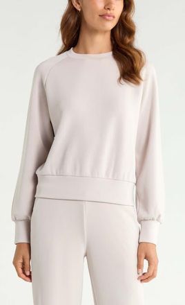 Zella Soft Luxe Crewneck Top in Grey Pebble at Nordstrom, Size Xx-Large