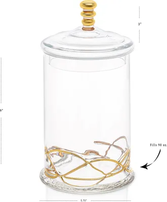 Classic Touch Glass Jar and Lid with 14k Gold Swirl Design