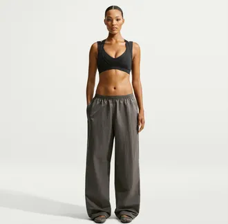 Nike Womens SKIMS Crunchy Nylon Wide-Leg Pants in Grey | IV6644-080