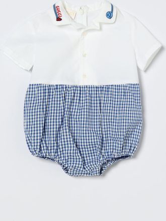 Gucci Pagliaccetto in cotone a polo con logo Gucci