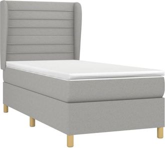 vidaXL Vidaxl - Cama Box Spring Con Colch&oacute;n Tela Gris Claro 100x200 Cm