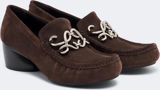 Loewe Double L suede loafer pumps