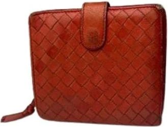 Bottega Veneta Pre-owned Vintage Intrecciato Portemonnee - Dames - Vintage Accessoires - Oranje - ONE Size - Leer - Vintage