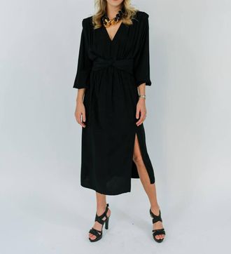 Scotch & Soda Draped Midi Bdress In Black
