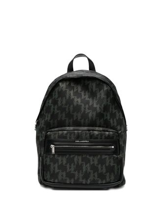 Karl Lagerfeld monogram backpack - men - Polyester/Polyurethane/Recycled Polyester - OS - Black