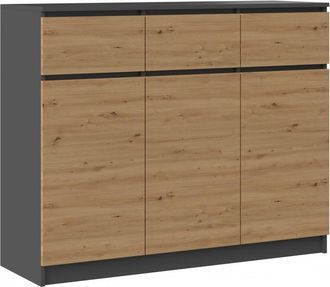 Topeshop Parme - C&oacute;moda Moderna 3 Cajones 3 Puertas - Dimensiones 97x120x40 - Unidad De Almacenamiento - Aparador