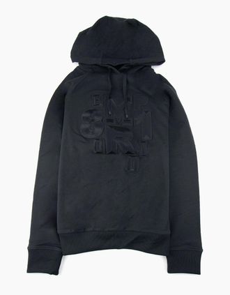 Emporio Armani Mens Emporio Armani Emboriodered Logo Hooded Sweatshirt Black - Size: 40