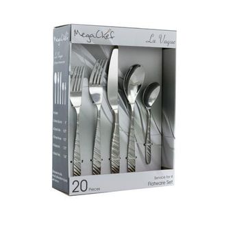 MegaChef La Vague 20 Piece Flatware Utensil Set, Stainless Steel Silverware Metal Service for 4 at Nordstrom