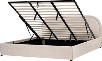 Beliani Cama matrimonial de tejido beige 180x200