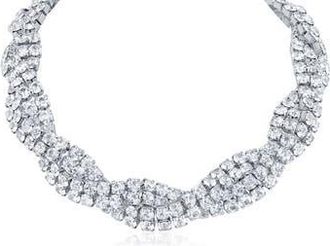 Jardin Crystal Chain Woven Collar Necklace in Clear Silver at Nordstrom Rack