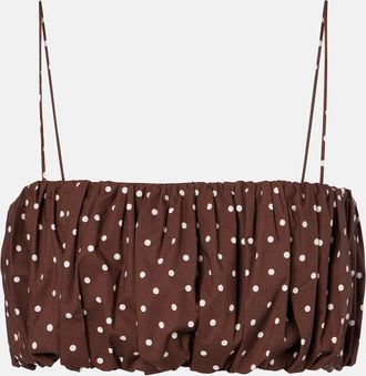 Rotate Polka-dot cotton-blend crop top