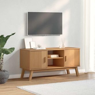 vidaXL Vidaxl - Mueble De Tv Olden Madera Maciza De Pino Marr&oacute;n 114x43x57 Cm