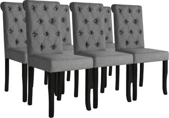 vidaXL Vidaxl - Sillas De Comedor 6 Unidades Tela Gris Oscuro