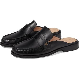 Cole Haan Womens Cole Haan Lux Pinch Penny Loafers Black Leather Slip On Mules HTAT273