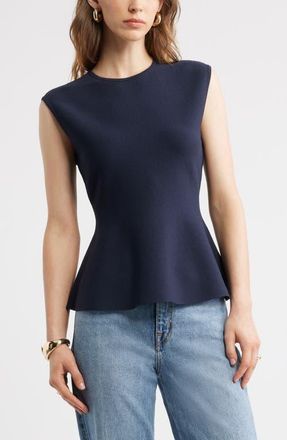Nordstrom Sleeveless Peplum Sweater in Navy Night at Nordstrom, Size Xx-Small