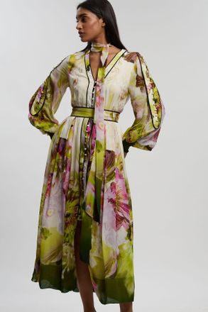 Karen Millen Womens Viscose Floral Print Woven Maxi Dress - Size 10 UK