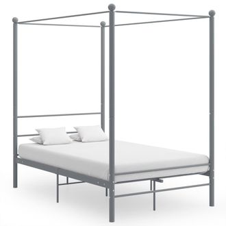 vidaXL Estructura De Cama Con Dosel Sin Colch&oacute;n Metal Gris 120x200 Cm Vidaxl