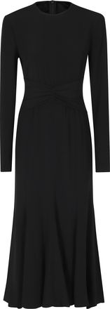 Alberta Ferretti Black Enver Satin Draped Waistband Viscose Dress