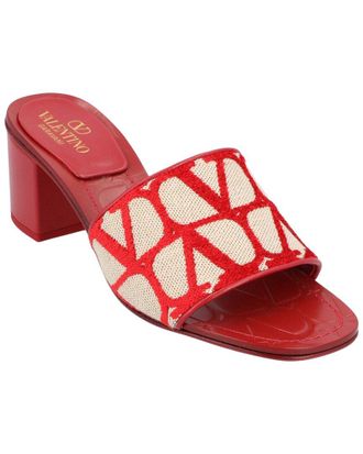 Valentino Womens Leather Vlogo Slides, Never Worn (Authentic Pre-Loved)