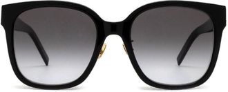 Saint Laurent Eyewear oversized-frame logo-plaque sunglasses - women - Recycled Acetate - 55 - Black