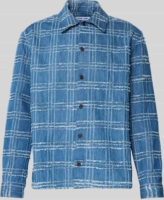 Samsøe & Samsøe Regular Fit Hemdjacke mit Umlegekragen und Knopfleiste in Jeansblau, Größe XXL