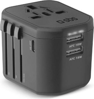 SBS Sbs Teadapt2usbtcpd20uni Cargador De Dispositivo M&oacute;vil Universal Negro Corriente Alterna Carga R&aacute;pida Interior