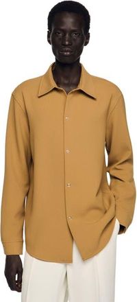 Sandro Long-sleeved jersey shirt in Nut at Nordstrom, Size Xx-Large